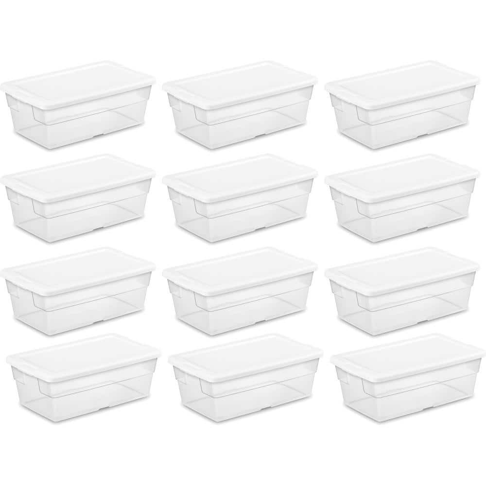 Sterilite 90-Quart Storage Box with Clear Base and White Lid (8 Pack) 16668004