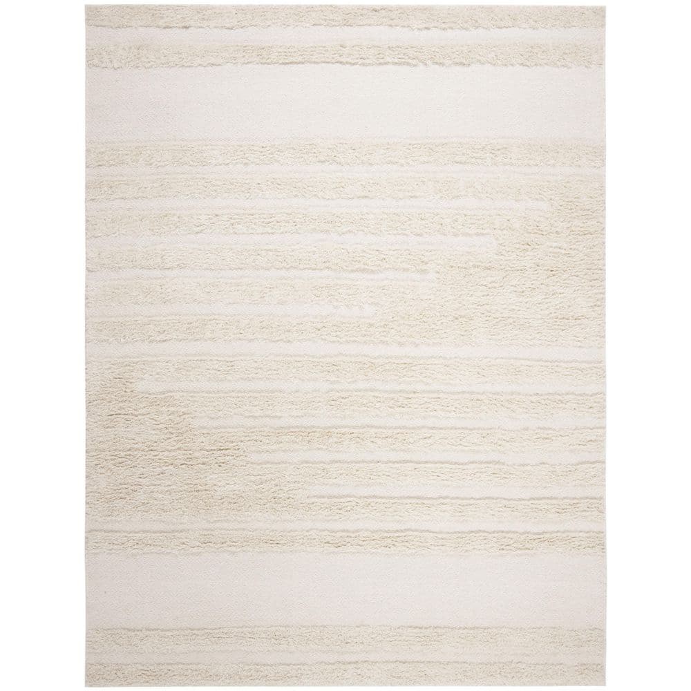 Kenya Ivory 8 ft. x 10 ft. HighLow Flokati Chevron Solid Color Area