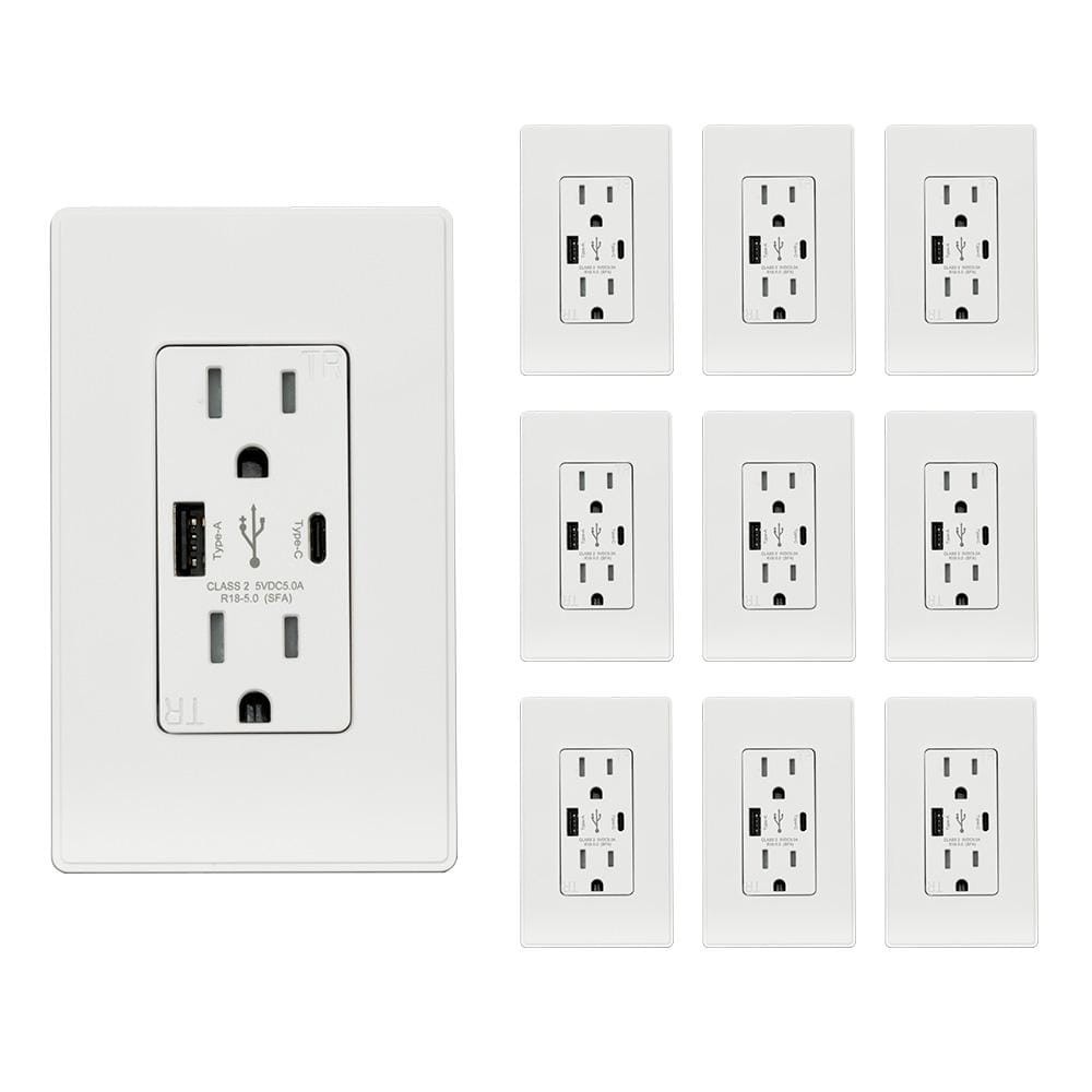 Utilitech 15-Amp 125-Volt Tamper Resistant Residential Decorator Outlet,  White (3-Pack)