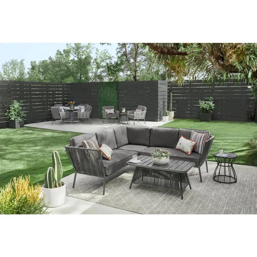 Tolston 3Piece Wicker Outdoor Patio Sectional Set with Charcoal