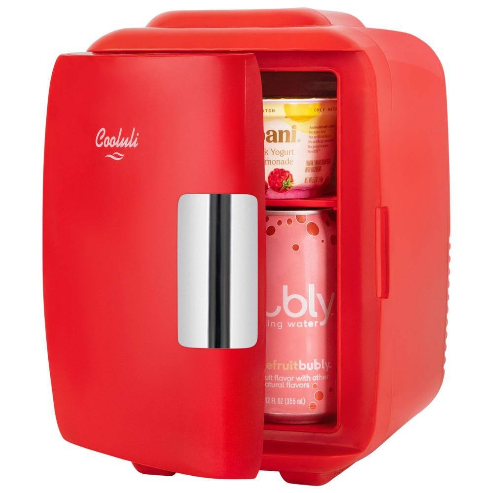 COOLULI Classic 0.14 cu. ft. Retro Mini Fridge in Red without Freezer