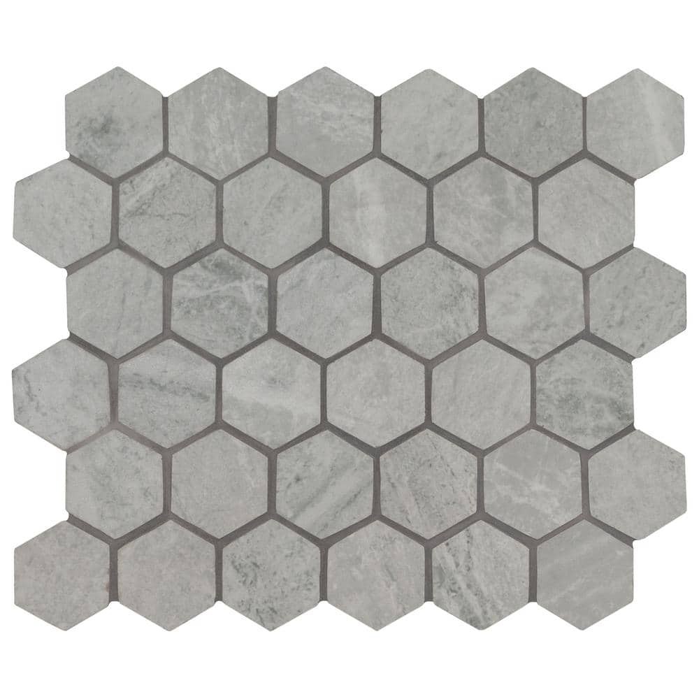 Everest Gray Hexagon 12 in. x 12 in. x 10mm Glazed Porcelain Mesh-Mounted Mosaic Tile (8 sq. ft./Case)