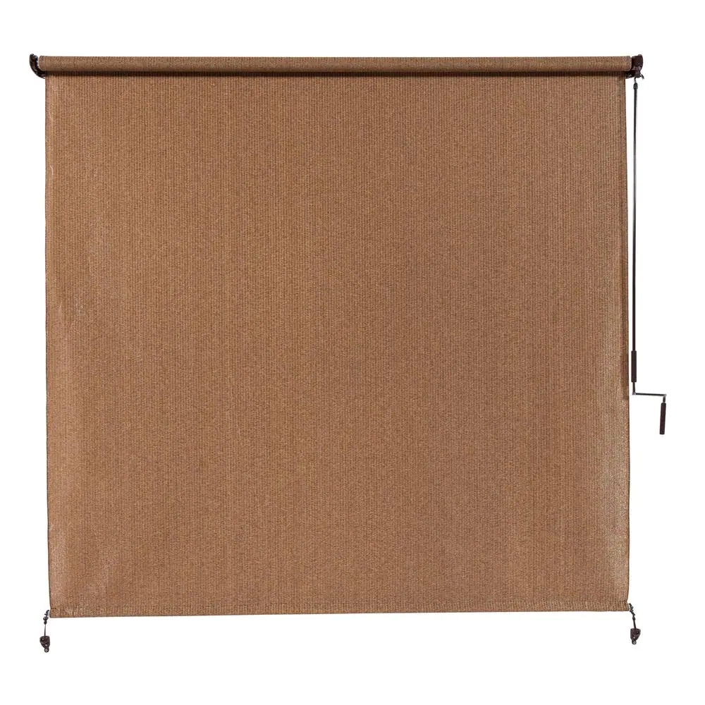 Walnut Cordless UV Blocking Fade Resistant Fabric Exterior Roller Shade