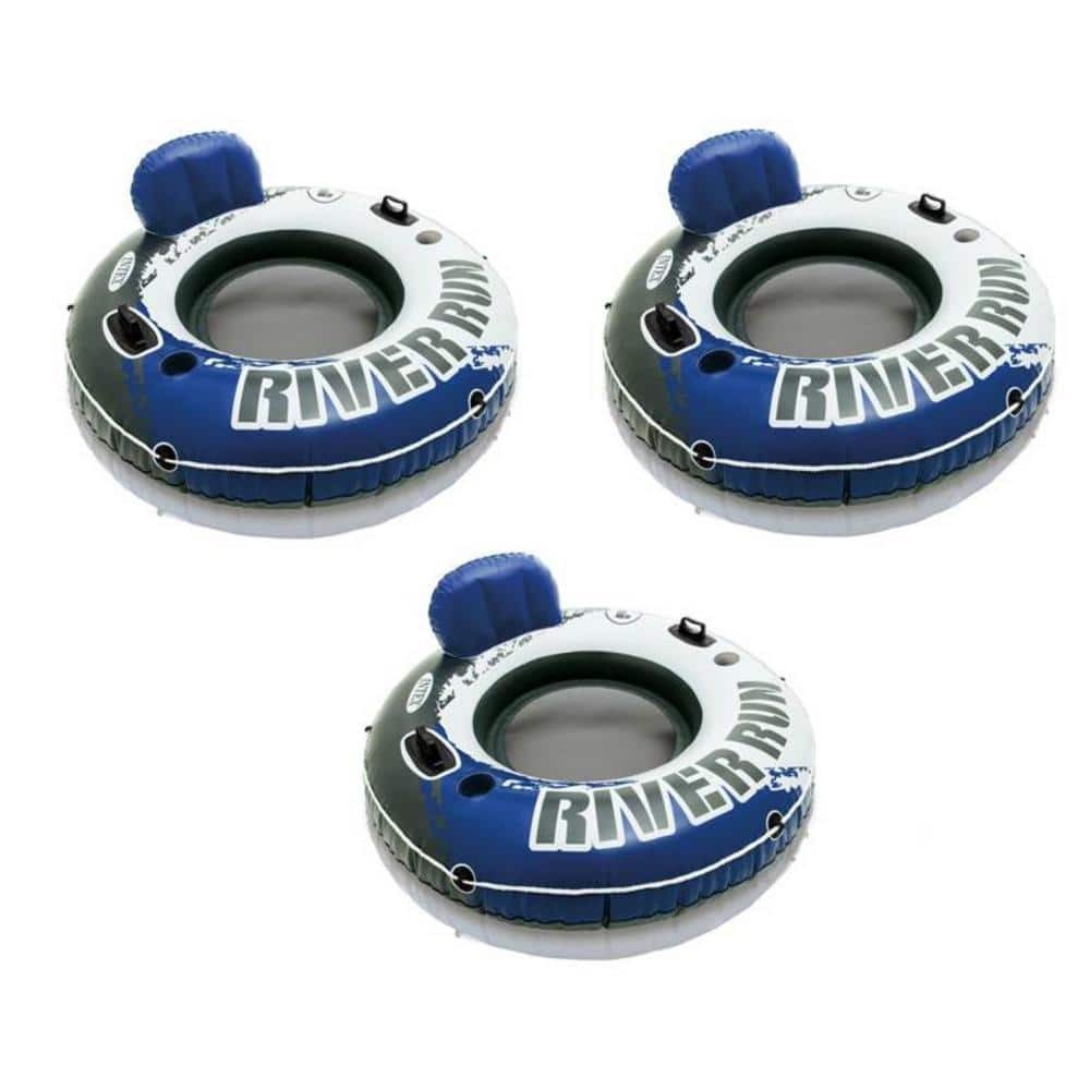 Blue Vinyl Round River Run 1 Inflatable Floating Tube Raft for Lake ...