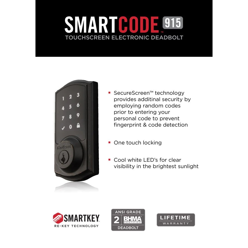 SmartCode 915 Touchscreen Bronze Single Cylinder Keypad