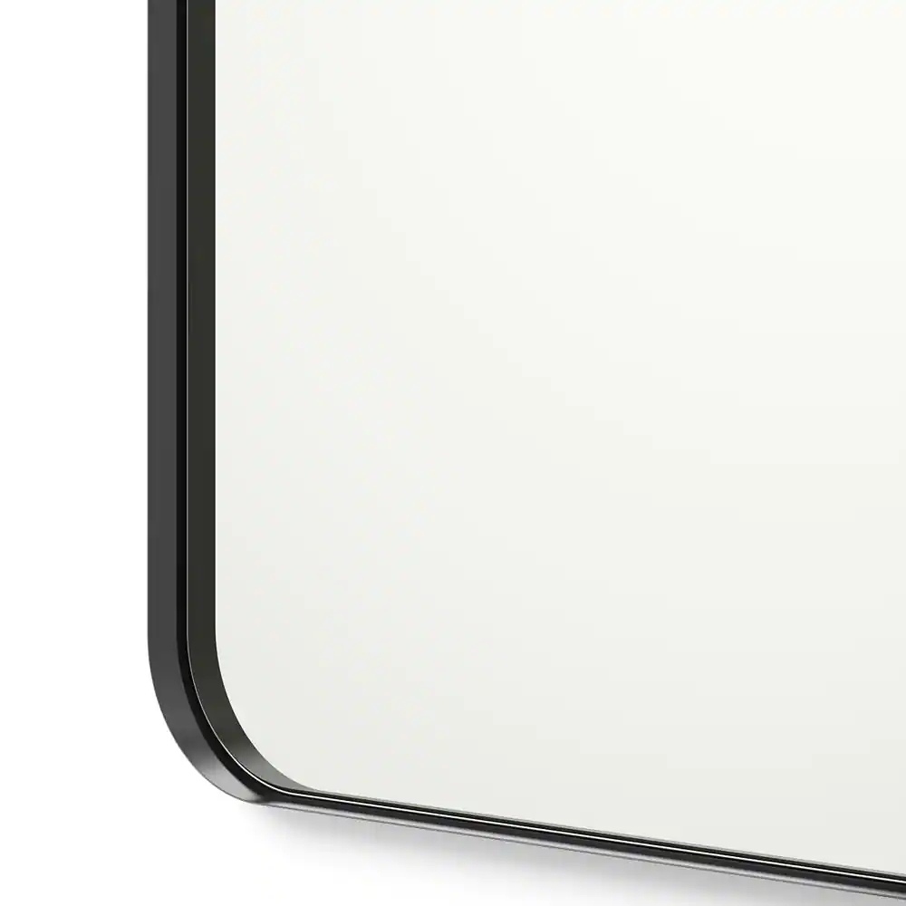 30 in. x 40 in. Metal Framed Rounded Rectangle Bathroom Vanity Mirror in Black Best Deals and