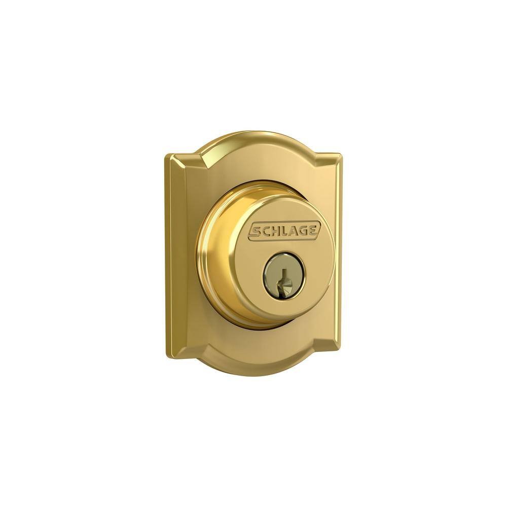 Schlage B60 Series Camelot Bright Brass Single Cylinder Deadbolt ...