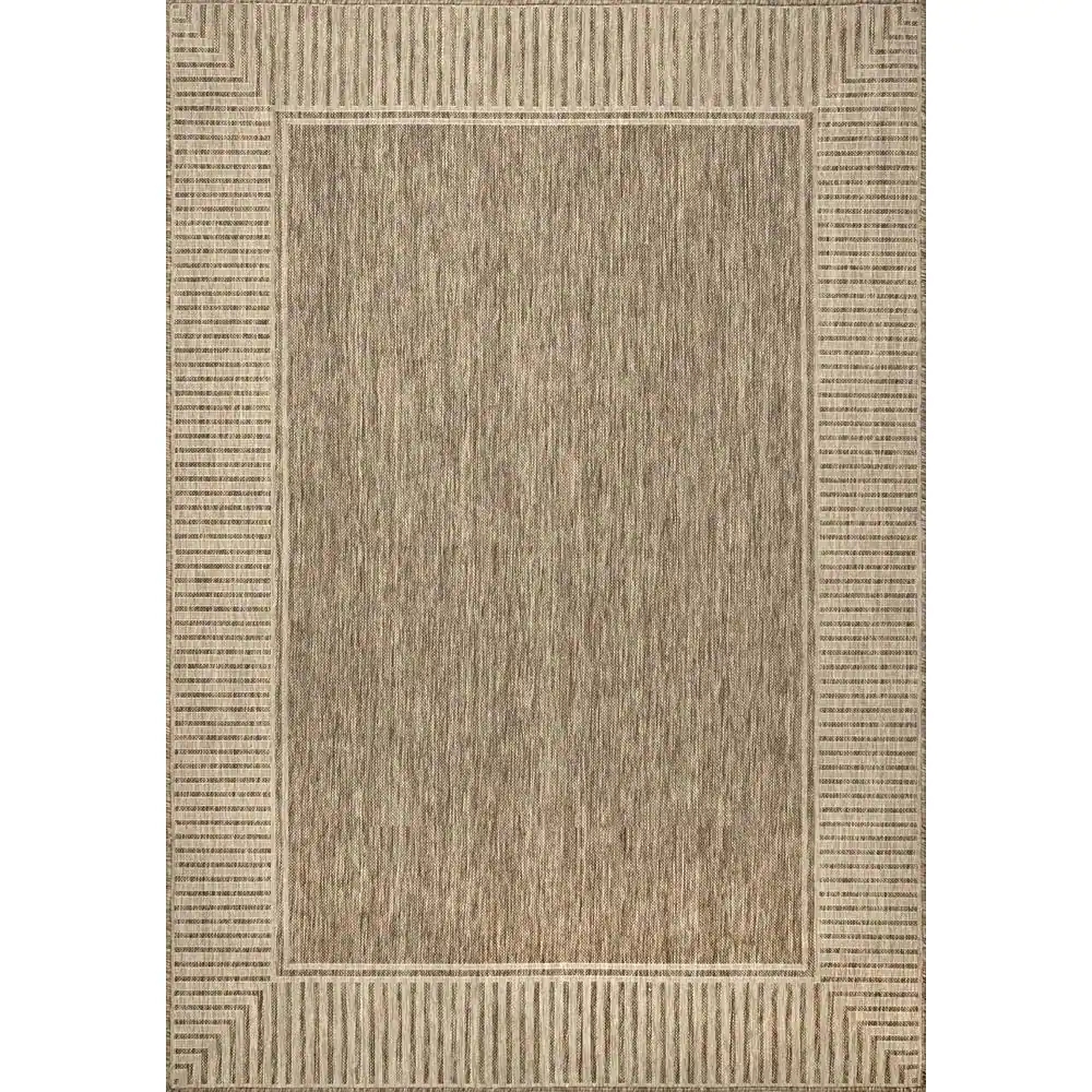 Asha Simple Border Light Brown 4 ft. x 6 ft. Indoor/Outdoor Patio Area ...