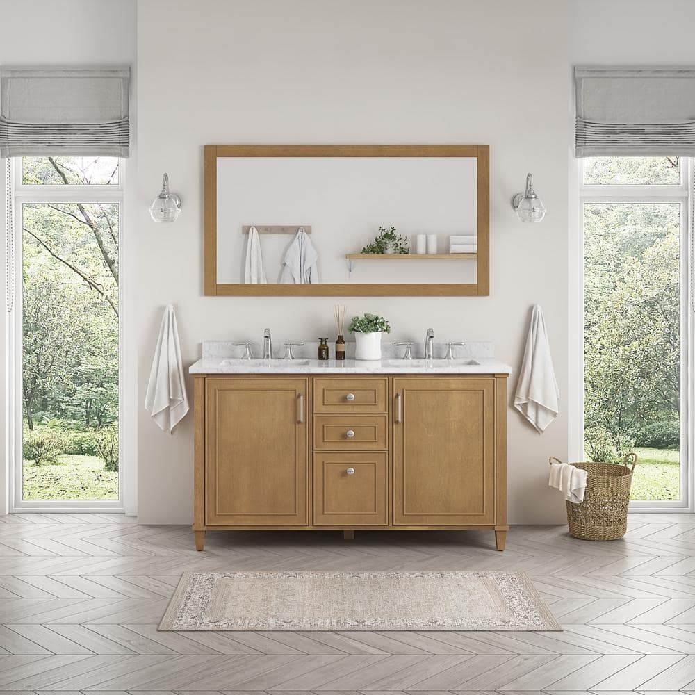 Mayapple 60 in. W x 22 in. D x 34.5 in. H Bath Vanity in Almond Toffee