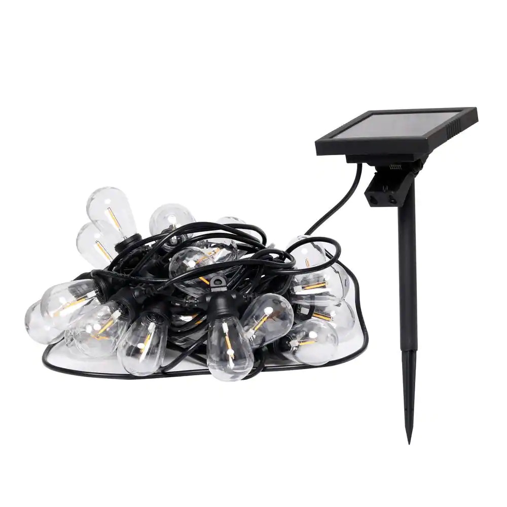 Outdoor 48 ft. 24Light Solar Powered Edison Bulb LED String Light Die