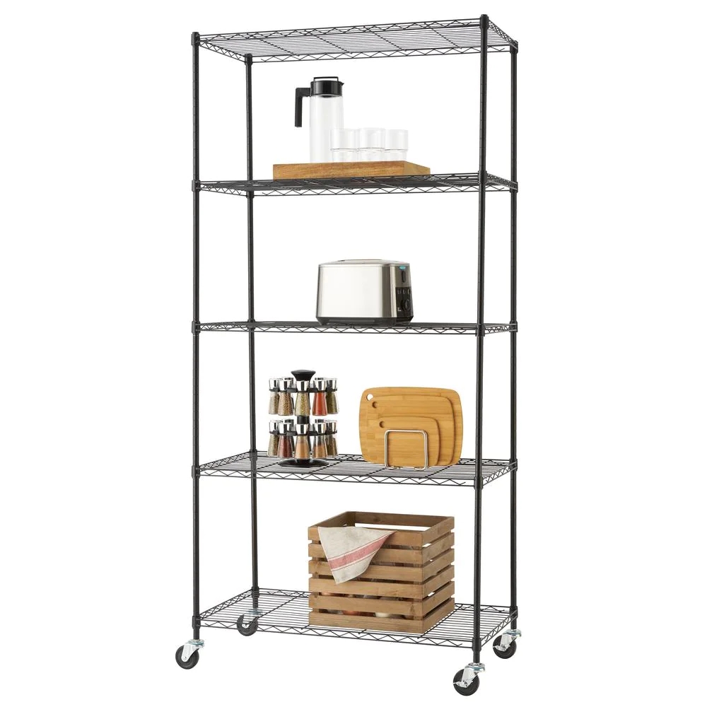 Mejores ofertas e historial de precios de EcoStorage Black 5Tier Rolling Steel Wire Shelving