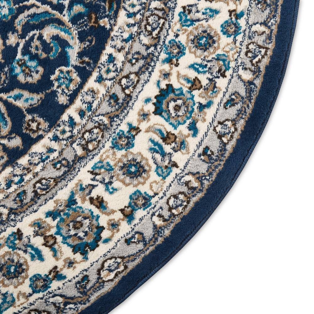 Tremont Magnolia Navy Blue/Ivory 8 ft. Round Medallion Area Rug Best