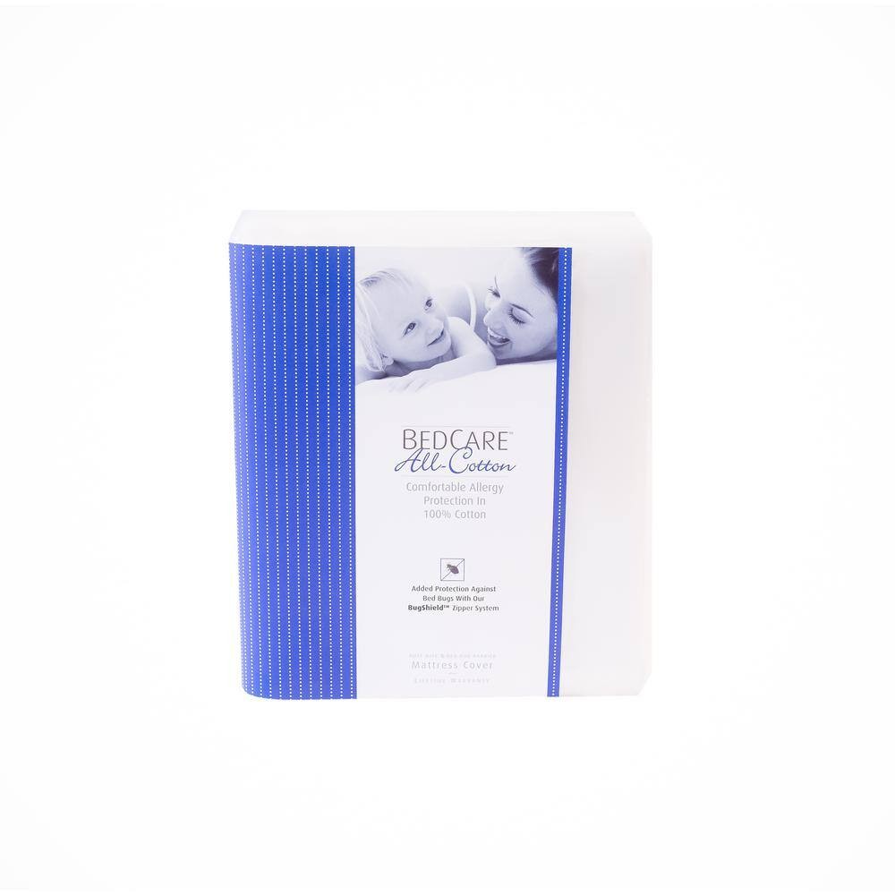 BedCare AllCotton Allergy 12 in. Deep Large Twin Mattress Cover, White