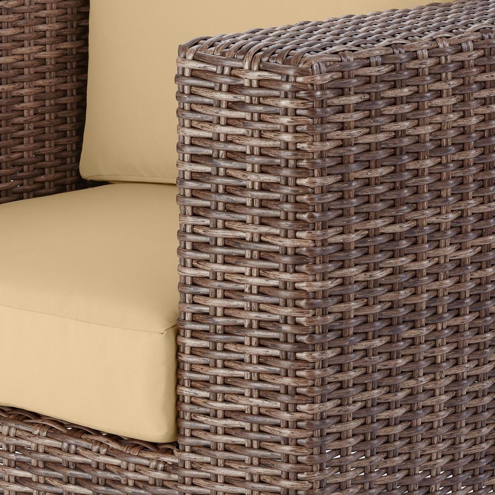 Fernlake Taupe Wicker Outdoor Patio Stationary Lounge Chair with