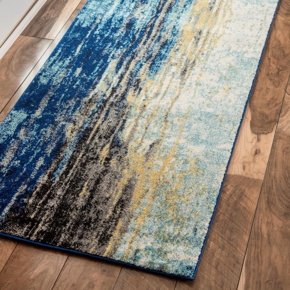 nuLOOM Katharina Modern Abstract Blue 3 ft. x 14 ft. Runner Rug Best