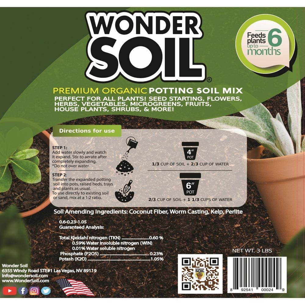 Premium Organic Coco Coir Potting Garden Soil 3 lbs. Expands Up to 3