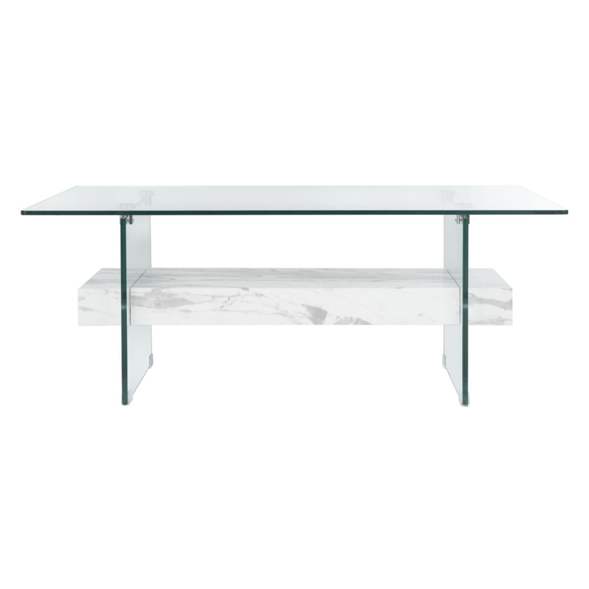 Safavieh Kayley Modern Rectangular Glass Coffee Table Ivory/Off White